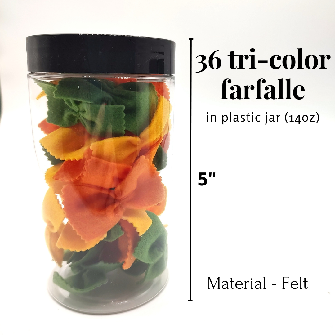 Pasta tri-color farfalle, bow tie play food